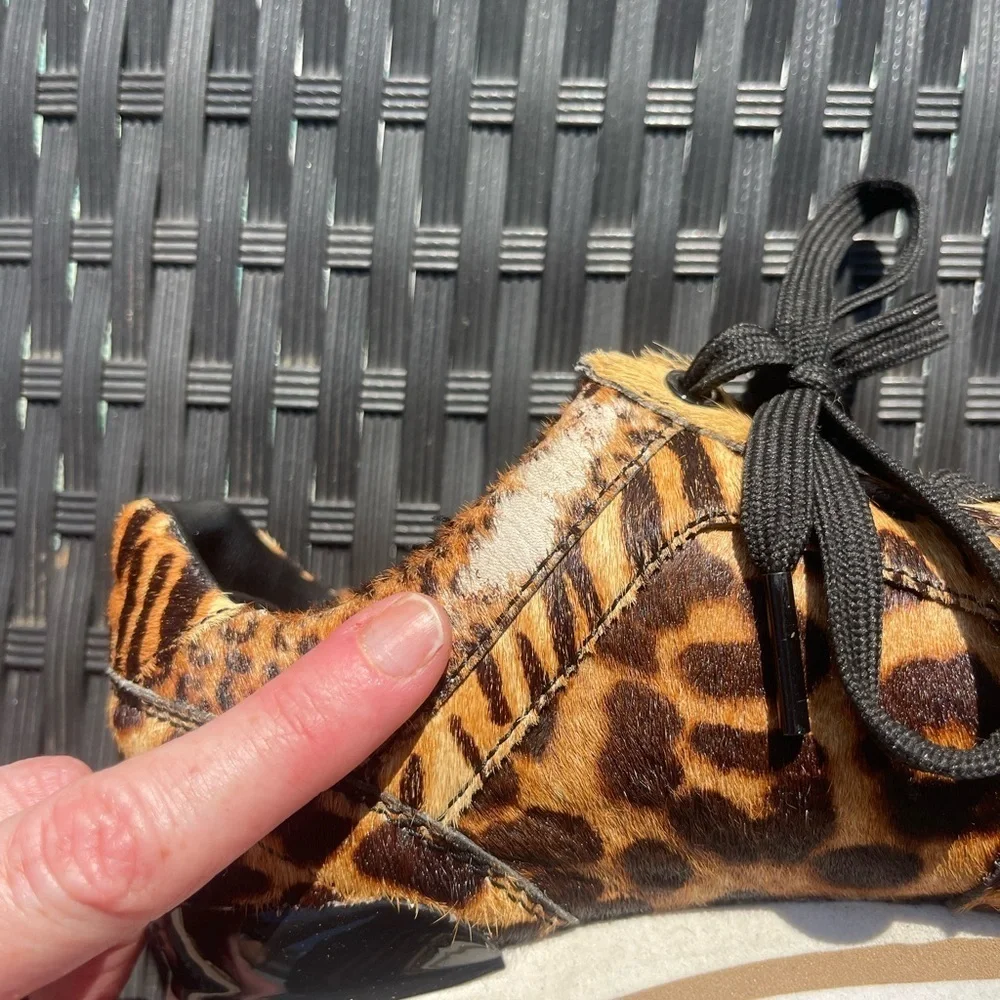 Michael Kors women’s sneakers, faux animal print, leather upper